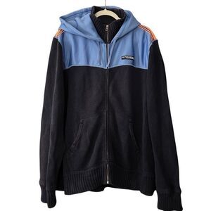 Vtg Polo Jeans Ralph Lauren Full Zip Sweater Jacket Blue Hooded Mens XL